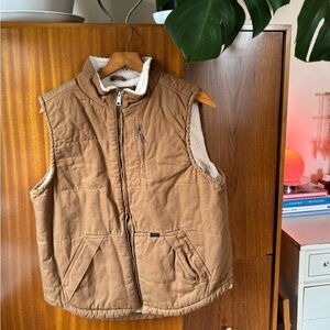 Lee Quilted Vest with Cream Sherpa Lining and Tan Trim